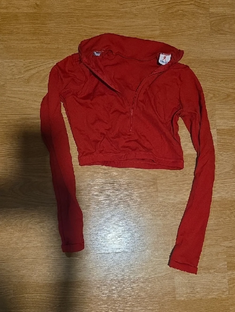 Women’s Red Cropped Long-Sleeve Turtleneck Cheer Top - Picture 3 of 3